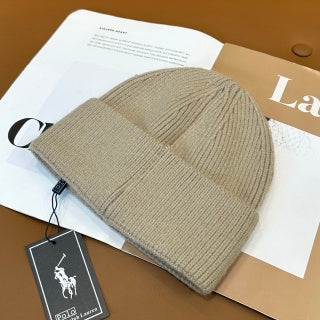 Ralph Lauren Hat Sand Beige Polo Bear Ribbed Cuff Beanie