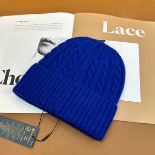 Ralph Lauren Hat Cobalt Blue Side Pony Ribbed Cuff Beanie