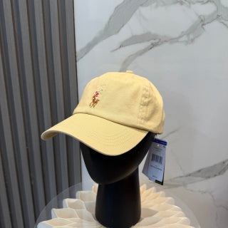 Ralph Lauren Hat Pale Yellow Multicolor Pony Baseball Cap