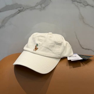 Ralph Lauren Hat Cream Side-Profile Baseball Cap with Small Polo Bear Embroidery