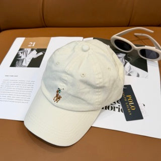 Ralph Lauren Hat Cream Side-Profile Baseball Cap with Small Polo Bear Embroidery