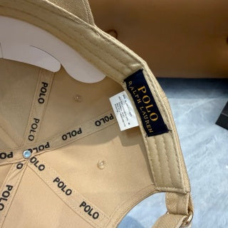 Ralph Lauren Hat Khaki Beige Baseball Cap with Front Polo Ralph Lauren Wordmark