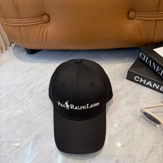 Ralph Lauren Hat Black Baseball Cap with White Polo Ralph Lauren Wordmark