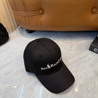 Ralph Lauren Hat Black Baseball Cap with White Polo Ralph Lauren Wordmark