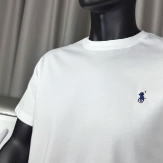 Ralph Lauren T-shirt White Pony Embroidered Heavy Cotton Crewneck Tee