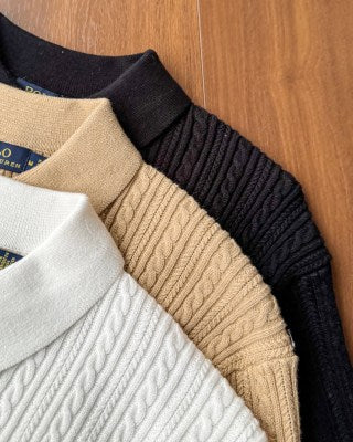 Ralph Lauren Cable Knit Cotton Polo Shirt