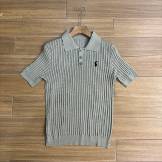 Ralph Lauren Polo Shirt Ribbed Knit Short Sleeve Polo