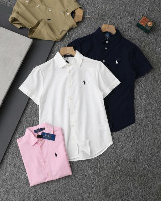 Ralph Lauren Shirt Linen Short Sleeve Button-Front Shirt