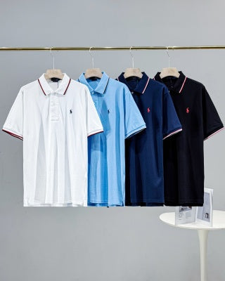 Ralph Lauren Tipped Collar Cotton Mesh Polo Shirt