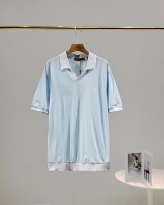 Ralph Lauren V-Neck Contrast Trim Cotton Polo Shirt