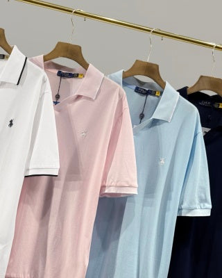 Ralph Lauren V-Neck Contrast Trim Cotton Polo Shirt