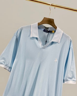 Ralph Lauren V-Neck Contrast Trim Cotton Polo Shirt