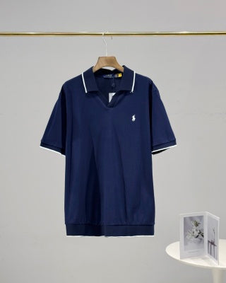 Ralph Lauren V-Neck Contrast Trim Cotton Polo Shirt